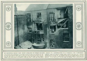 Bomb Prints: English coast resort bombarded by German war-ship