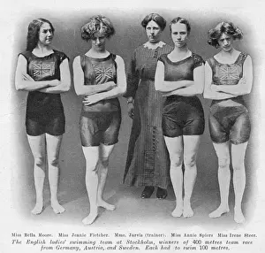 Beneath Prints: English ladies swimming team - Stockholm Olympics 1912