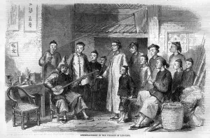 1850s Prints: Entertainment in the village of Lin-Cong, China