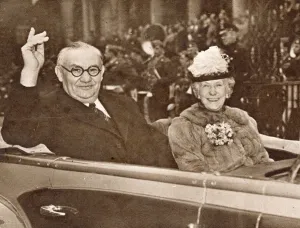 United Prints: Ernest Bevin, at the time Foreign Secretary, pictured with his wife on a visit to New