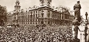 Waiting Prints: An estimated crowd of 60, 000 waiting in Parliament Square on VE Day for Prime Minister