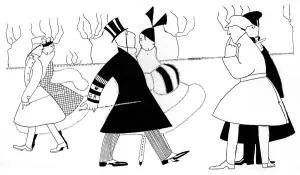 Volunteer Prints: Eve walks out with Uncle Fred wearing his volunteer armbands