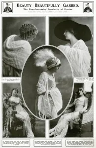Feathered Prints: Evening clothing with pearls and lace 1912
