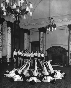 Floor Prints: Exercise class at Ministry of Health, 1938