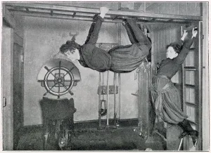 Sport Prints: Exercising on perpendicular and horizontal ladders. Date: 1901