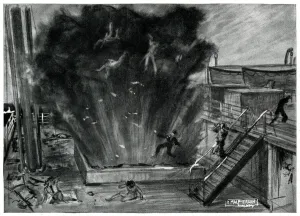 Liner Prints: Explosion of a hatch on the Athenia, September 1939