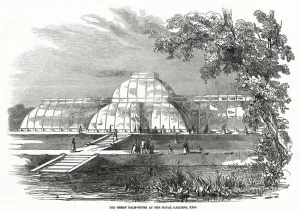 Exterior Prints: Exterior of the Great Palm-House at Royal Gardens. Date: 1848