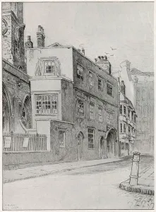 Exterior Prints: Exterior of the Quest House and pawn shops in Cripplegate