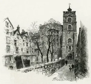 Churches Prints: Exterior of St Bartholomews church 1886