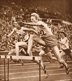 Medal Prints: Fanny Blankers-Koen hurdling, 1948 London Olympics