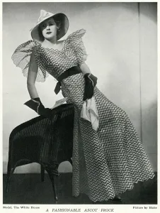 Sash Prints: Fashionable ascot frock 1933