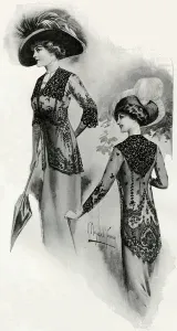 Feathered Prints: Fashionable lace coats 1912