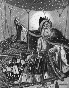 Snowing Prints: Father Christmas in a hot air balloon