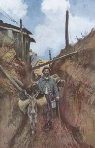 Feeding Prints: Feeding troops in French trenches, WW1