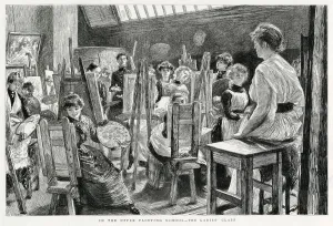 19th Prints: Female art students at the Royal Academy school