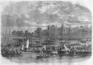 1861 Prints: The Female Blondin Crossing a High Wire over the River Tha