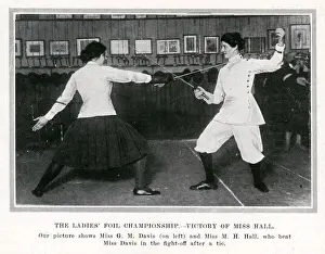 Sportswomen Prints: Fencing - the Ladies Foil Championship - Miss Hall wins