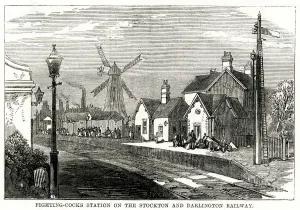 Early Prints: Fighting Cocks railway station, Stockton-Darlington line