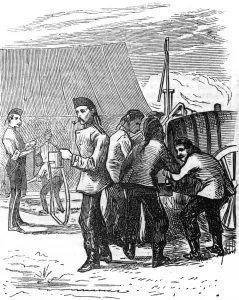 Barrack Prints: Filling water canteens, 1872