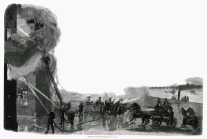 Accidents Prints: Fire engines at work 1888