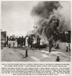 Aston Prints: Fire in Pits at RAC Tourist Trophy Race at Goodwood