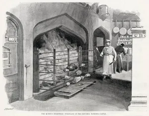 Majesty Prints: Fireplace in the kitchen in Windsor Castle. Date: 1894