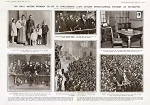 Election Prints: The First British Woman Member of Parliament (MP) - Lady Astor - scenes of her triumph and life outside politics