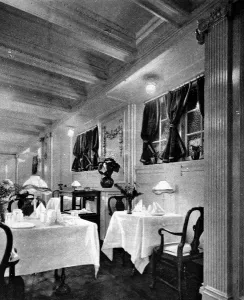 Armed Prints: The First-Class Dining Saloon on R. M. S. P. Almanzora, 1920