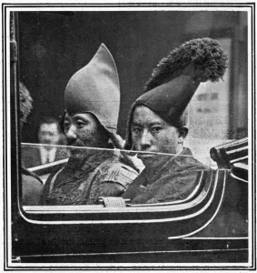 1922 Prints: The First Lamas to visit Europe in a taxi