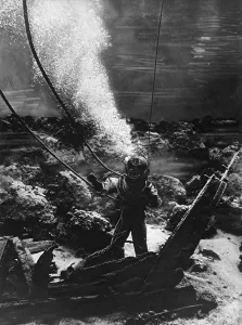 March Prints: The first photograph of a diver at the bottom of the sea