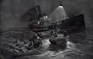 Fishing Prints: The Fishing Fleets in the North Sea: A Night Scene off the D