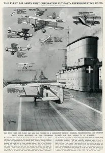 Biplane Prints: Fleet Air Arms first Coronation fly past, by G. H. Davis
