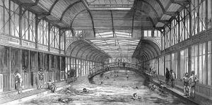Charing Prints: Floating swimming bath in the Thames at Charing Cross