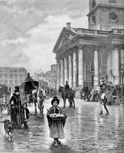 Fields Prints: Flower Girl at St. Martin s-In-The-Fields, London, 1894