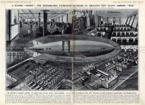 Saloon Prints: A flying hotel: passenger quarters in airship R101