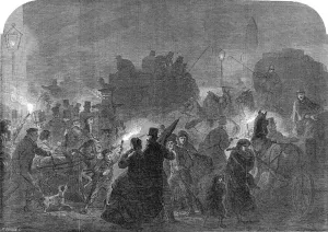 Carriages Prints: Fog in the Streets of London, 1867