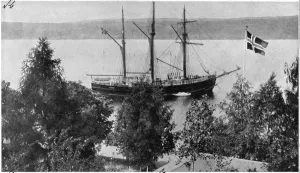 Moored Prints: The Fram moored near Roald Amundsens House, c. 1912