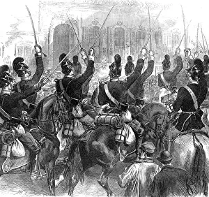 Cavalry Prints: Franco-Prussian War. Bavarian Light dragoons Passing the Hea
