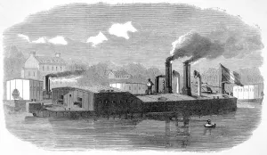Defence Prints: Franco-Prussian War. The Defence of Paris: Gunboats on the S