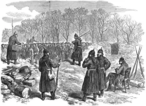 1871 Prints: Franco Prussian War. Prussian barricade on the reuil Road: F
