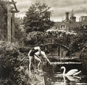 Feeding Prints: French actresses in swimsuits at Great Fosters, Egham