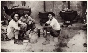 Camp Prints: French colonial soldiers preparing a meal 1916