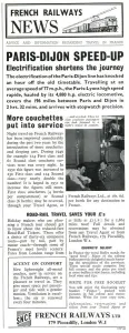 Paris Prints: French Railway News - Paris-Dijon Speed-up