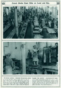 Factories Prints: French shells used on Land and Sea WWI