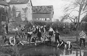 Ponds Prints: French soldiers washing at a pond, WW1