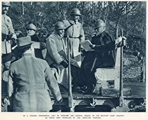 Military Prints: The two French VIPs as they travel on a converted narrow gauge military railway
