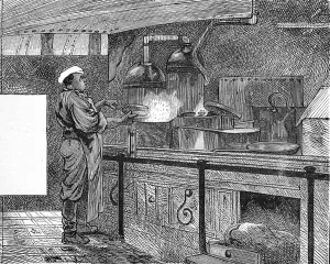 Cook Prints: In the galley of the Emigrant Ship Indus, 1872