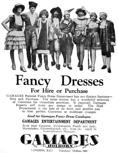Shops Prints: Gamages Fancy Dress advertisement