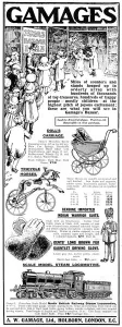 Pram Prints: Gamages toy shop advertisement
