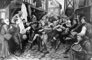 Played Prints: A Game of Football in the Streets of London, c. 1314